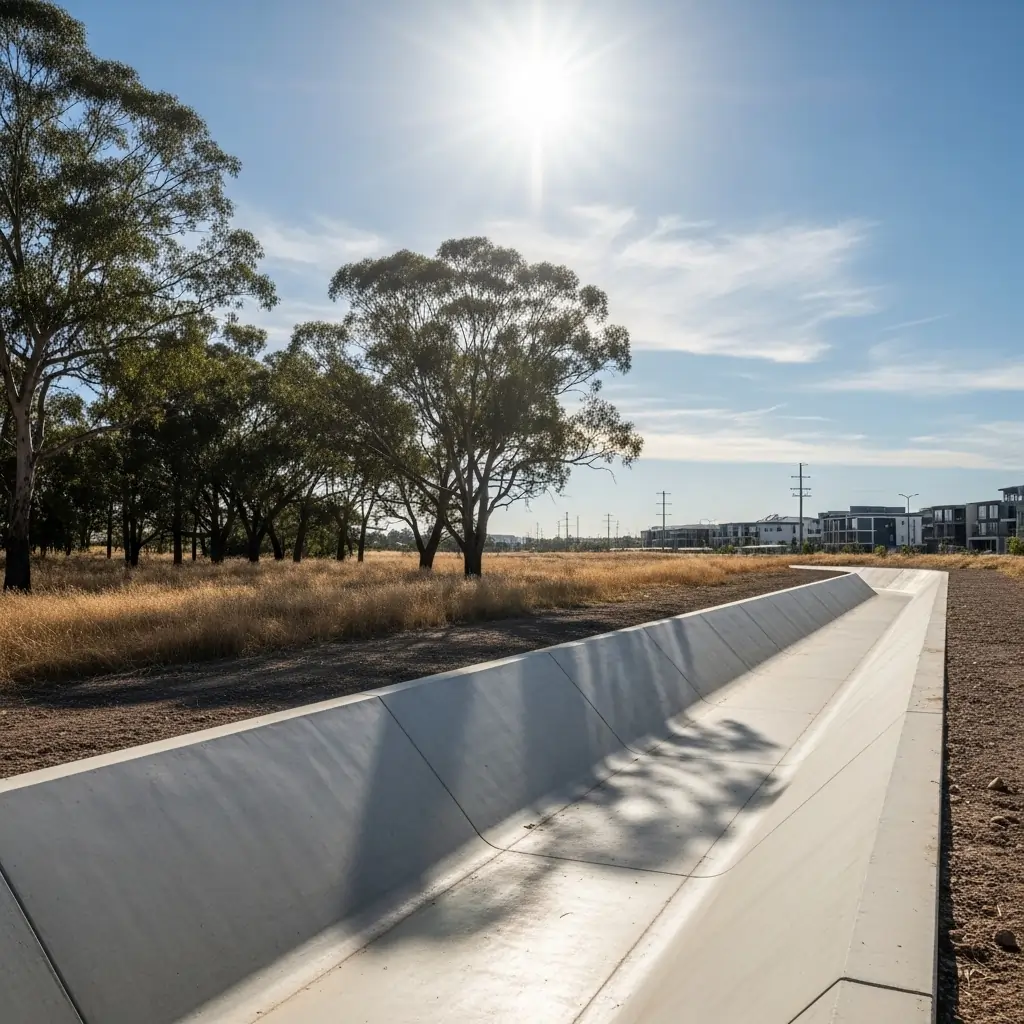 Expert civil design for land development and infrastructure projects. Civil engineers on a construction site, overseeing road and drainage planning.