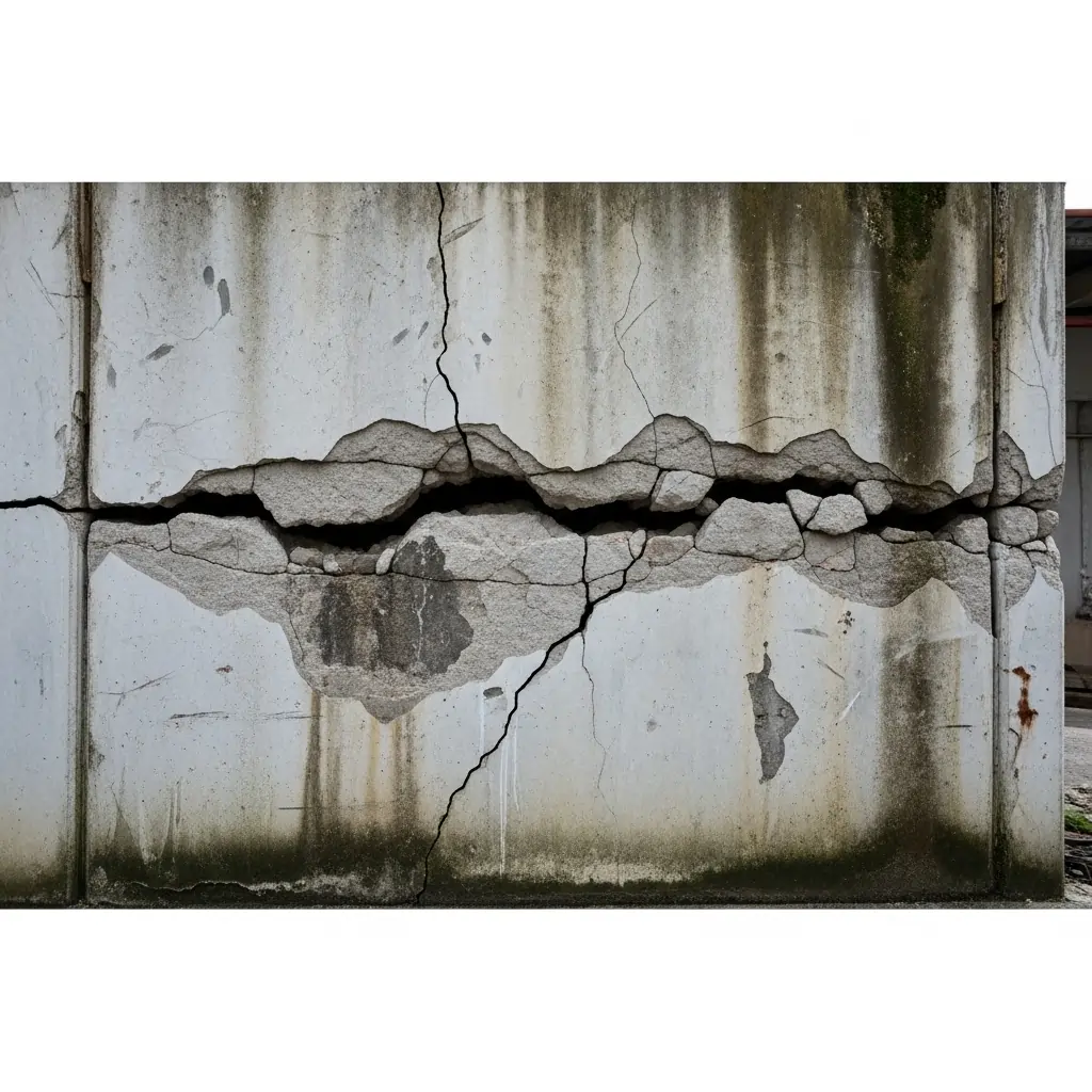 Professional structural assessments and detailed reports. A structural engineer inspecting a building wall for signs of defects and damage.